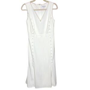 Calvin Klein Womens Fit Flare Midi Dress Size 4 Career Work Office Corp Sheath